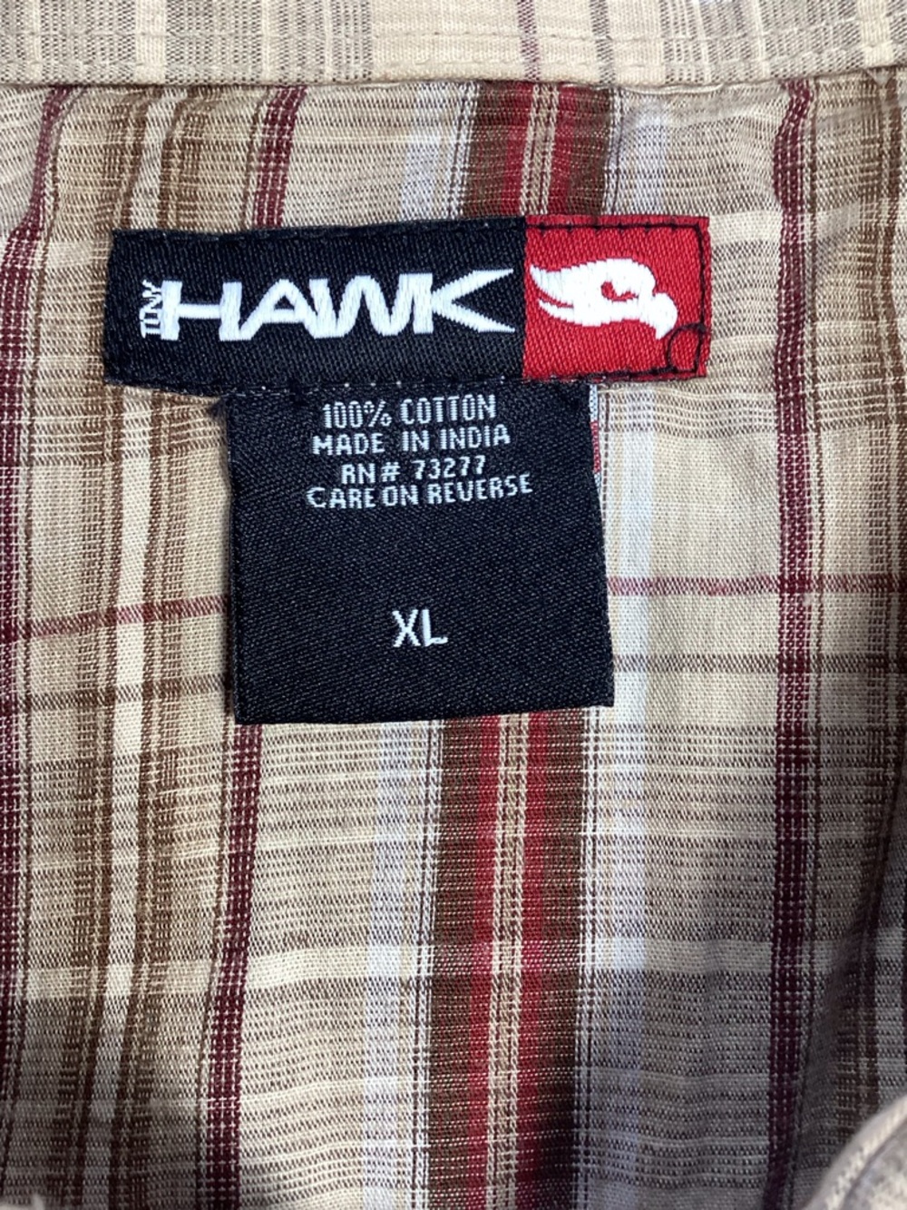 90’s Hawk Men's Brown Plaid Pearl Button Fringe Embroidered Western Shirt XL - Picture 8 of 10